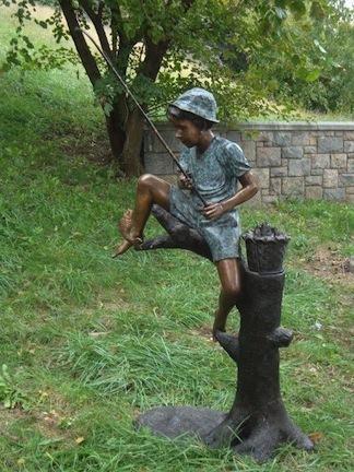 Catch of the Day (Boy Fishing on Tree) Fountain Bronze Garden Statue -  Approx. 34 High by FanShop from Sport Home