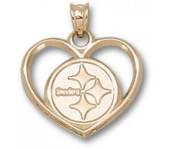steelers pittsburgh pendant heart jewelry logo 14kt gold onlinesports sterling silver zoom