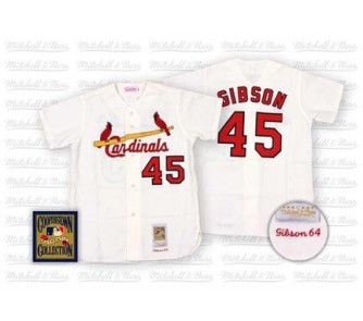 Bob Gibson #45 1964 St. Louis Cardinals Authentic Throwback Mitchell and Ness MLB Baseball Jersey (White)