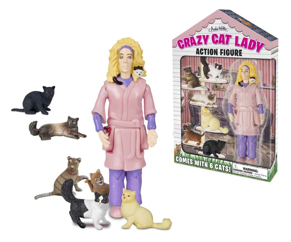 Archie McPhee Crazy Cat Lady Action Figure Set - Acc 12470