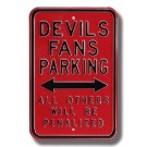 Steel Parking Sign: "DEVILS FANS PARKING:  ALL OTHERS WILL BE PENALIZED"