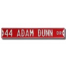 Steel Street Sign: "44 ADAM DUNN DR"