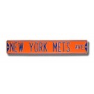 Steel Street Sign:  "NEW YORK METS AVE" (Orange)