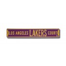 Steel Street Sign:  "LOS ANGELES LAKERS COURT" (Purple)