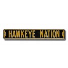 Steel Street Sign:  "HAWKEYE NATION" (Black)