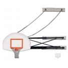 Side-Fold Wall Mount Basketball System with 35" x 54" Steel Fan-Shaped Backboard and 4-6' Foot Extension