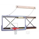 Side-Fold Wall Mount Basketball System with 42" x 72" Glass Backboard and 4-6' Foot Extension