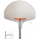 3 1/2" O.D. Front Mount Adjustable Straight Post Basketball System with 36 1/2" x 54" Fan-Shaped Backboard