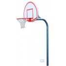 3 1/2" O.D. Front Mount Gooseneck Post Basketball System with 36 1/2" x 54" Fan-Shaped Backboard and Braces