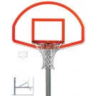 4 1/2" O.D. Front Mount Adjustable Straight Post Basketball System with 36 1/2" x 54" Fan-Shaped Backboard