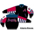 Atlanta Braves Black Classic Plonge Leather With Colored Team Logo Jacket From J. H. Design (Small)