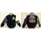 Los Angeles Kings Black Classic Wool With Leather Logos Jacket From J. H. Design