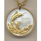 Bahamas 50 Cent  “Blue Marlin” Two Tone Coin with 24" Necklace