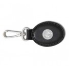 West Virginia Mountaineers Sterling Silver Seal on Black Leather Oval Key Chain