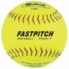 12" Yellow Genuine Leather Fast Pitch Softballs from Markwort - 1 Dozen
