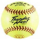 12" Spalding Thunder Heat WT12 Red Stitch .47 COR Yellow Leather Softballs from Dudley - (One Dozen)