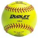 12" Spalding SB12L Cork Center .47 COR Red Stitch NFHS Yellow Fast Pitch Softballs from Dudley - (One Dozen)