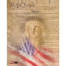 "Flag / Constitution Collage" Double Matted 8" X 10" Photograph (Unframed - Eggshell White Outside Matte / Black Interior Matte)