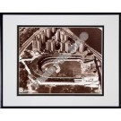 Polo Grounds, New York Giants, Aerial View, Sepia, Double Matted  8" X 10" Photograph in Black Anodized Aluminum Frame
